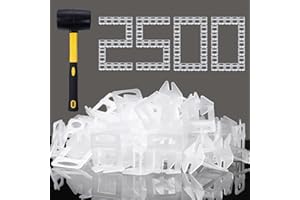 HEILUON Tile Leveling System Clips 1/16 Inch 2500 Piece Tile Spacers Clips and 16 oz Rubber Mallet Hammer .Tile Tools Set for Professional Ceramic and Stone Installation