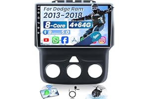 JERQRY 8 Core 4+64G Car Stereo Radio for Dodge RAM 1500 2500 3500 2013-2018 (Manual AC): 36EQ 1280 * 800 HD Touchscreen CarPlay Android 13 Bluetooth 5.0 DSP SWC Mirror Link 1080P Backup Camera