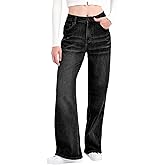 Eiaend Women's high Waisted Loose Stretchy Jeans Wide Leg Tummy Control Straight Leg Denim Pants Baggy Trendy Jeans for Women