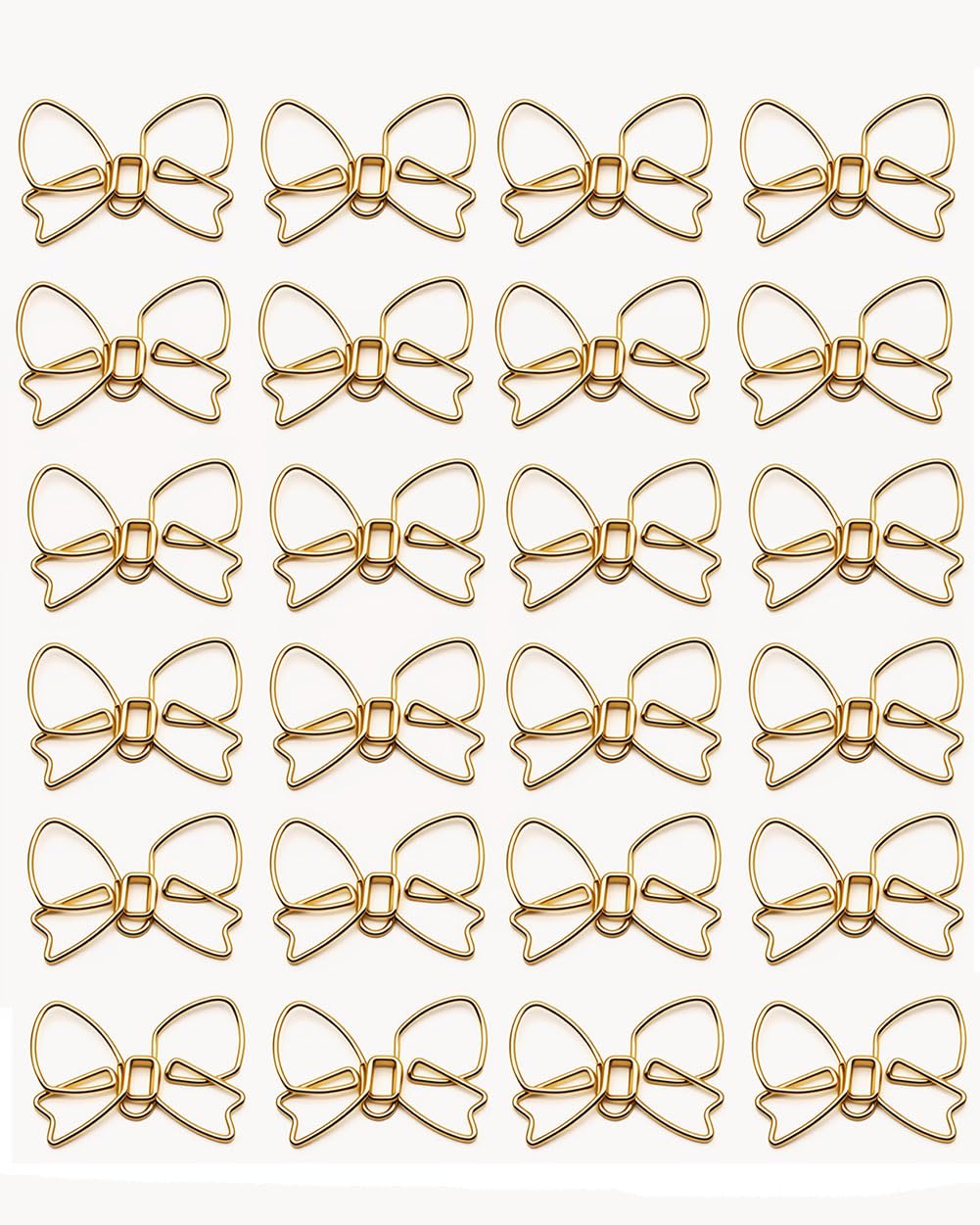 Photo 1 of 100PCS Bowknot Shape Paper Clips Cute Paperclips Metal Paperclips Funny Paper Clips Bookmarks Planner Clips Decorative Bow Paperclips for School Office Home (Gold)