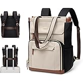 GOLF QUALITY Convertible Daypack Laptop Backpack for Women Men Carry on Tote Backpack Bookbag for College Work Nurse Travel,16Inch,Apricot Brown
