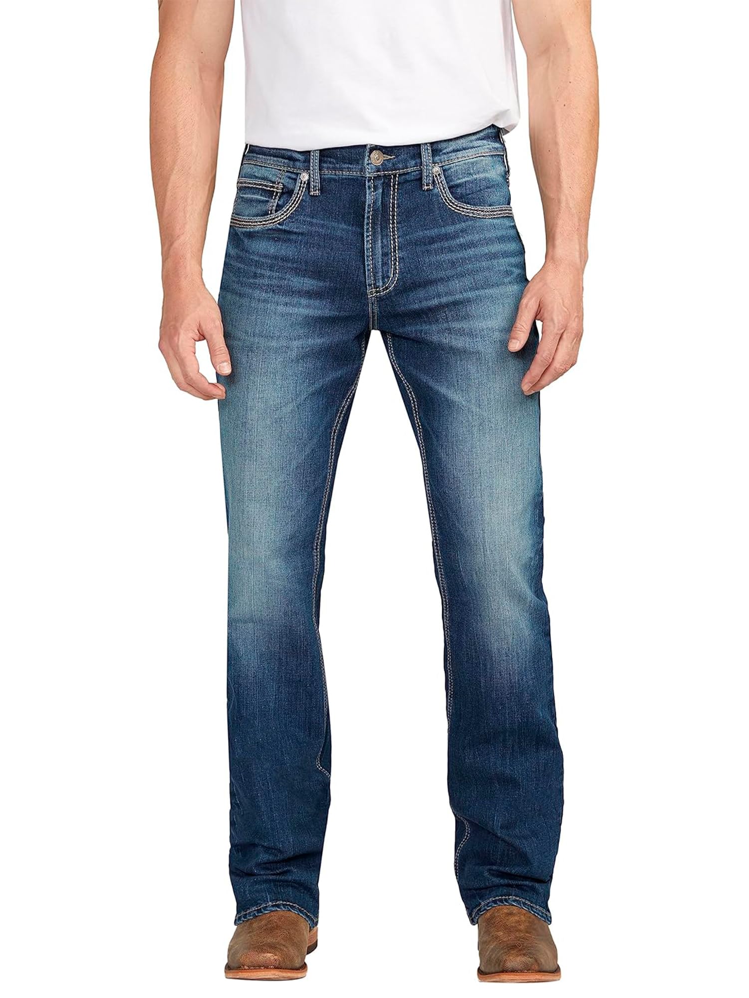 Silver Jeans Co. Men’s Jace Slim Fit Bootcut Jeans, Dark Wash EKC348, 36W x 34L