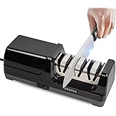 Electric Knife Sharpener for Kitchen – Professional 3-Stage 100% Diamond System with 20° Precision Angle, Fast Sharpening to Restore & Polish Chef Knives(Black)