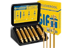 CLEVEROOL 10 PCS Damaged Screw Extractor Set, 6 PCS HSS 6542 Screw Extractor Remover Kit and 4 PCS Twist Drill Bit Kit for Stripped Screws & Drill Bit Tools, Gifts for Men