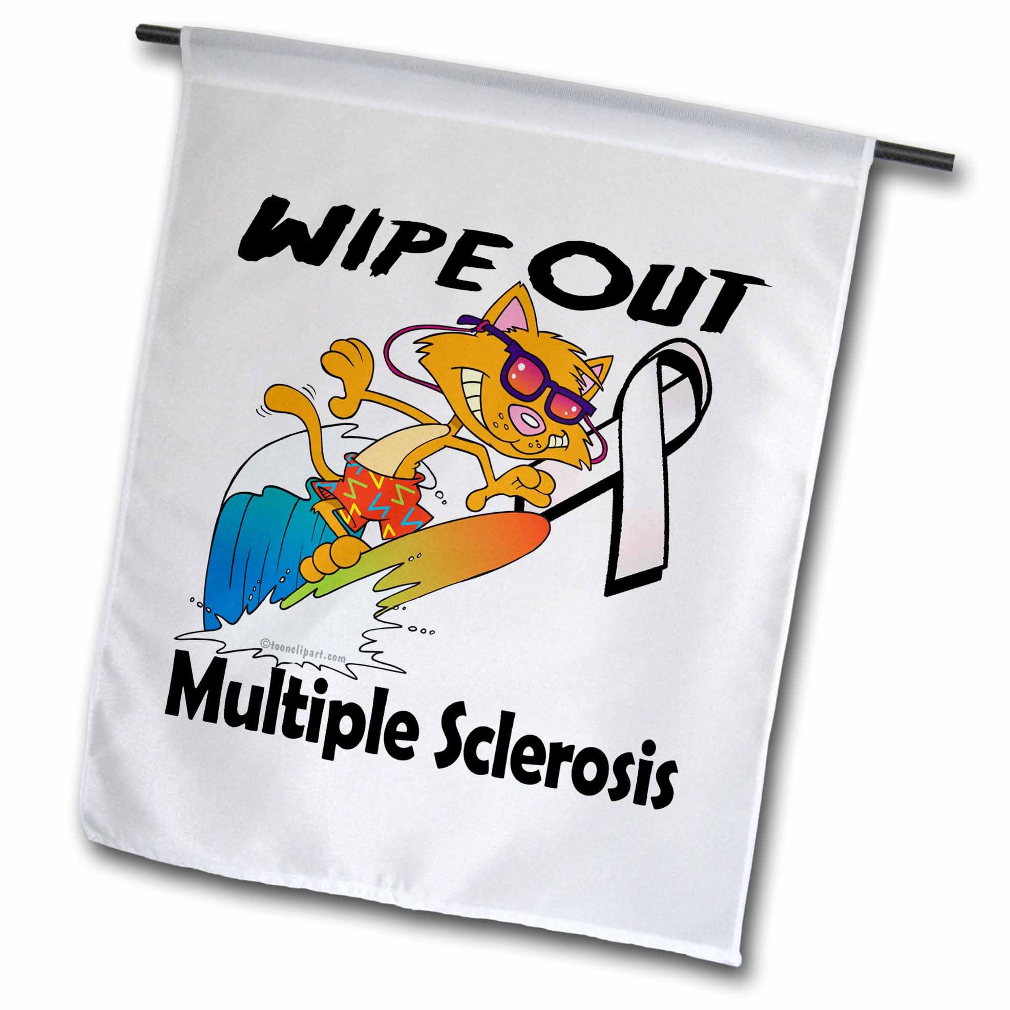 3dRose fl_115202_1 Wipe Out Multiple Sclerosis Ms. Awareness Ribbon Cause Design Garden Flag, 12 by 18-Inch