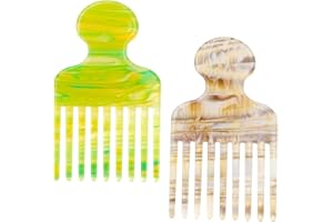 2pcs Wide Tooth Hair Pick Comb for Curly Hair, 4.72in Smooth Detangling Lifting Comb Volumizing Styling Tool for Women Men Th