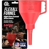 TEC Products FlexAll Short Neck Oil Funnel with Hose, Large (11in x 5.7in) | Flexible Automotive Funnel for Oil Change &amp; Transfer, Durable Nitrile Rubber, No Spill Transmission Fluid Funnel, Made in USA