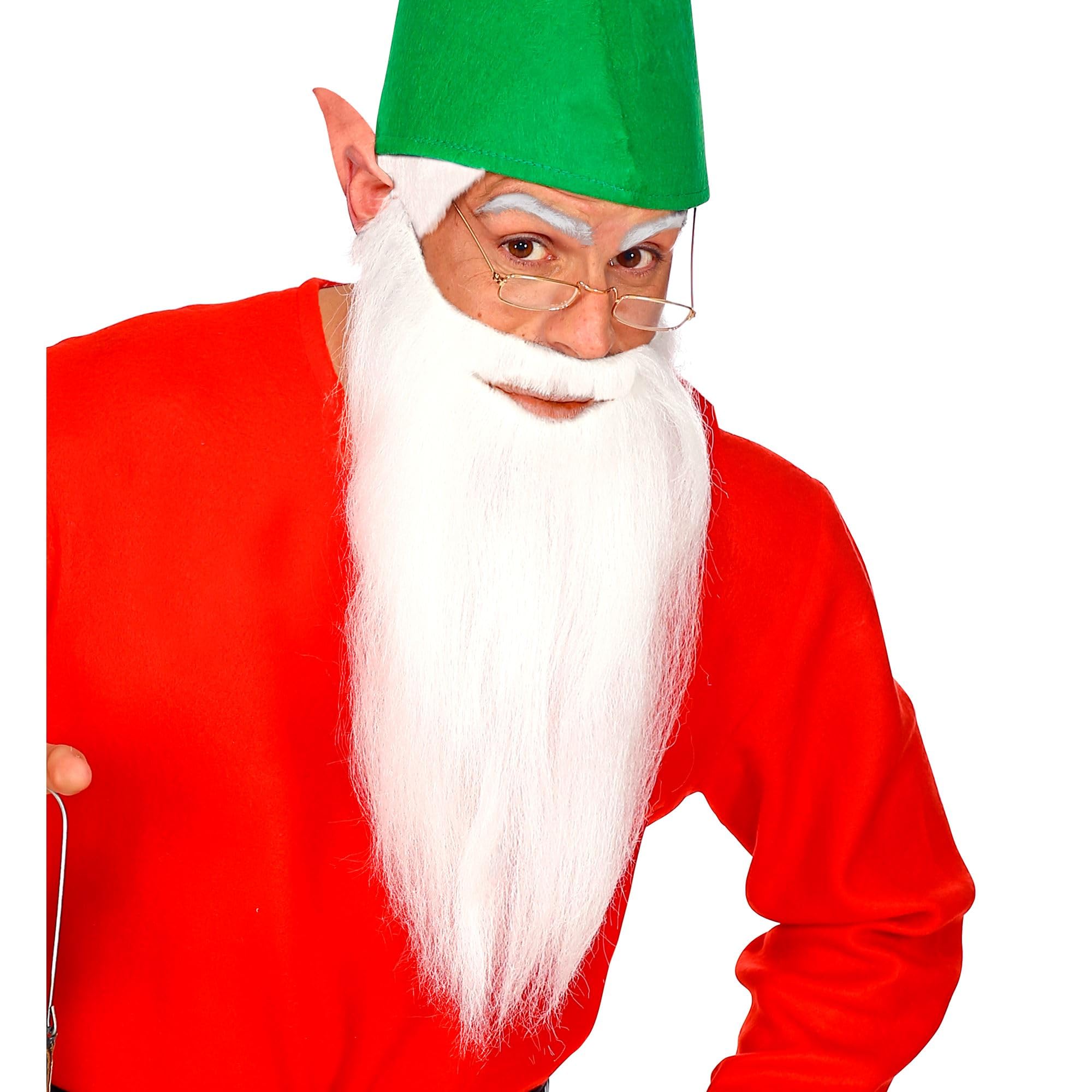W WIDMANN MILANO Party Fashion - Multi-Character Long Beard with Moustache, for Adults, Gnomes, Goblins, Elves, Fantasy, Fairy Tales, Carnival, Halloween, Theme Parties, White