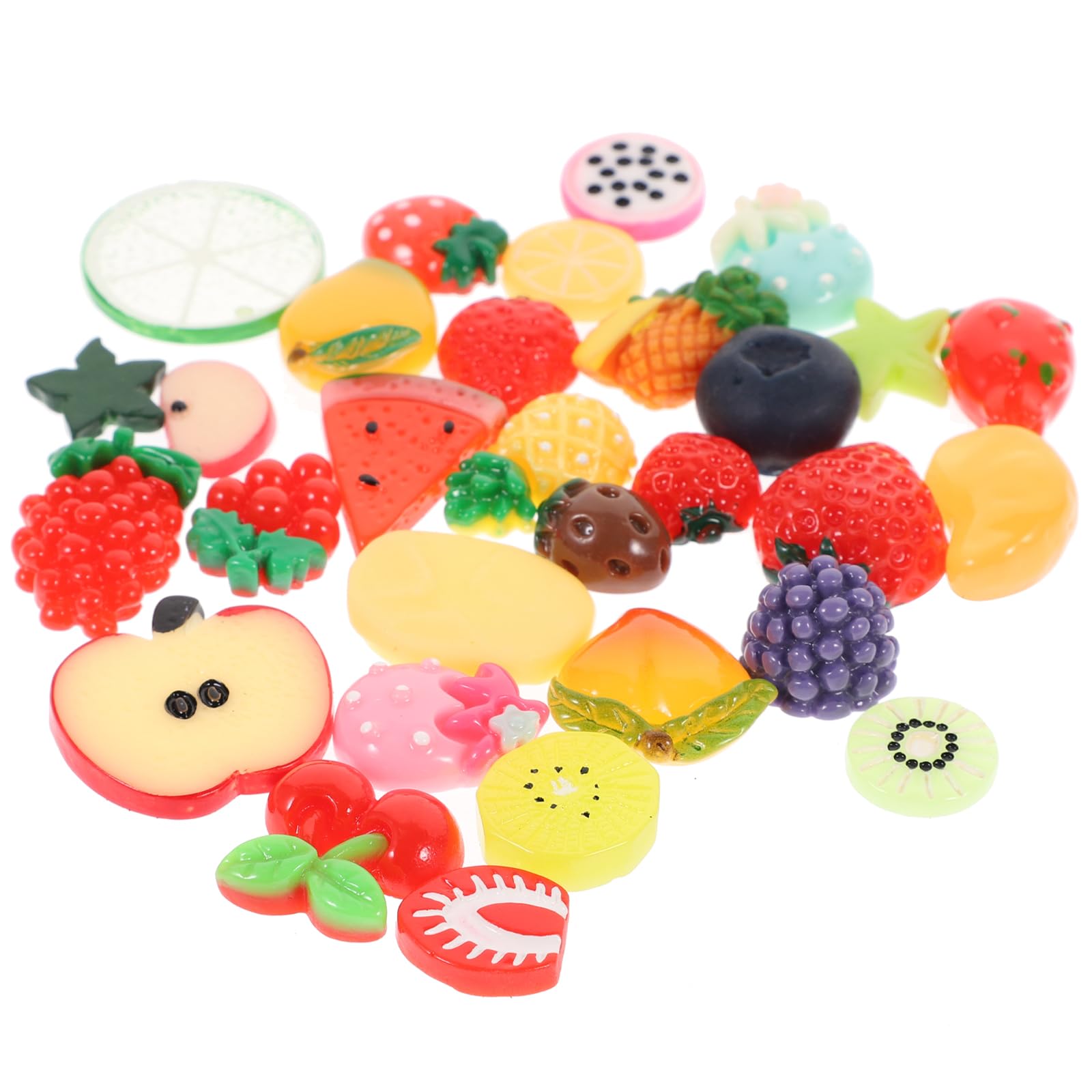 SUPVOX 30pcs Flatback Slime Charms Fruit Slime Cabochons Mixed Flatback Resin Embellishments Beads Making Supplies for DIY Crafts