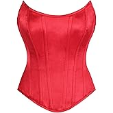 Daisy corsets womens Daisy Corsets Womens Red Satin Steel Boned Overbust Corset Waist Cincher Bustier Top & Plus Size