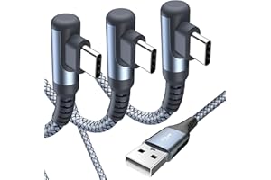 USB C Cable Right Angle 3.1A [3-Pack,10FT+6.6FT+3.3FT],iPhone 15/16/17 pro max Type C Charging Cable Nylon Braided Cord for S