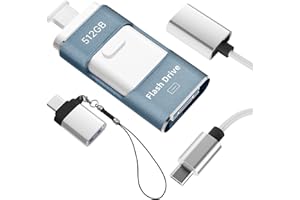 No App Needed 512GB Phone Photo Stick, 4in1 USB Flash Drive,USB 3.0 External Storage Stick with USB-C Cable,Lanyard & USB-C A