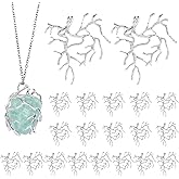 EupHHonycs 20 PCS Bezels for Resin Jewelry Making, Branch Shape Metal Claw Cage Pendant Frames, Pendant Trays Open Bezels for ResinJewelry Making DIY Necklace Jewelry Craft, Silver