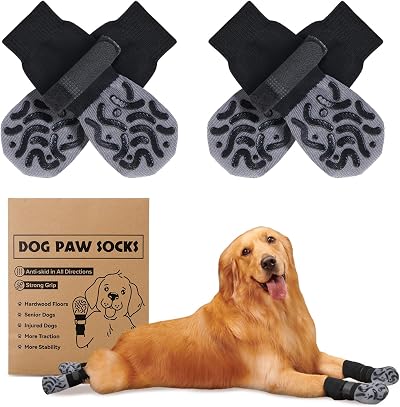 PICK FOR LIFE 2 Pairs Dog Socks Grips Anti-Slip Size M Paws Protection