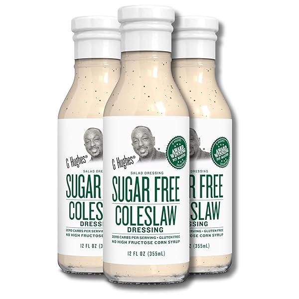 G HUGHES SUGAR FREE COLESLAW DRESSING – SUGAR FREE COLE SLAW DRESSINGS, GLUTEN FREE SALAD DRESSINGS, 0 CARB SALAD DRESSING, G HUGHES SUGAR FREE SALAD DRESSINGS, NO SUGAR ADDED – 12 OZ (3-PACK)