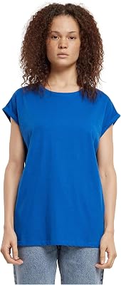 T-shirt de ombro estendido para senhora, t-shirt feminina, azul desportivo, L