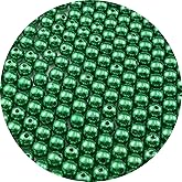YUEXIGO 200pcs Pearl Beads for Crafts 10mm Resin Pearl for Jewelry Making Round Bulk Pearls Beads with Hole for Sewing Crafts Decoration Necklaces Bracelets Earrings Making(Dark Green)