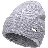jaxmonoy 100% Merino Wool Knit Winter Beanie Hats for Women Men Soft Warm Double Layer Slouchy Knitted Beanie Skull Cap