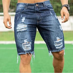 Men's Light Wash Stretchy Denim Shorts, Slim Fit Casual Knee Length Jean Shorts for Men Summer Outdoor Walking Short Pants