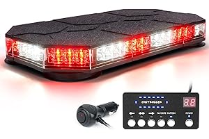 LUMENIX LED Rooftop Strobe Beacon Lights Bar w/Controller Magnetic Emergency Traffic Warning Caution Flashing Firefighter Light for First Responder Vehicles Fire Trucks - White Red (Patent Design)