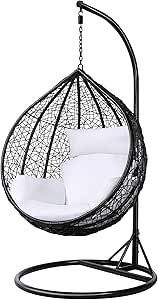 Silla colgante de mimbre, con forma de huevo, con cojín, para interior