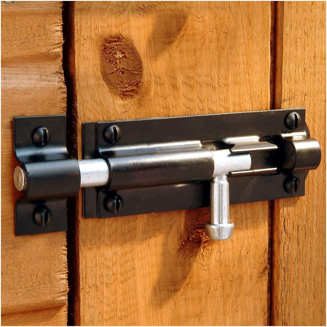XFORT® 2 Pack Heavy Duty Tower Bolt Black 100mm (4"), Door Lock Bolt, Strong Black Coated Door Barrel Bolt - Image 5