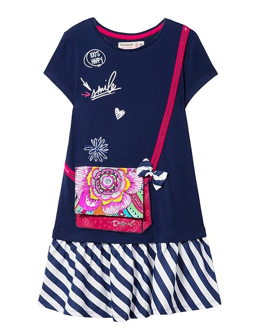 Desigual Mädchen Kleid Girl Knit Dress Short Sleeve (Vest_Carson)