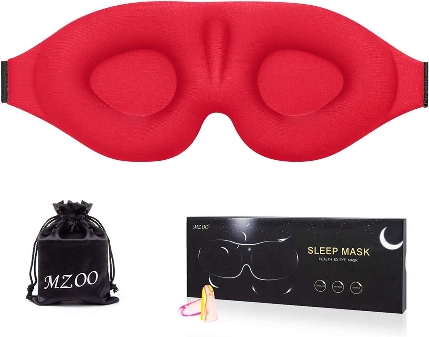 MZOO Sleep Eye Mask for Men Women, 3D Contoured Cup Sleeping Mask & Blindfold, Concave Molded Night Sleep Mask, Block Out Light, Soft Comfort Eye Shade Cover for Travel Yoga Nap, Black: Health & Personal Care