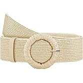 Giomos Straw Woven Elastic Belt for Women, Boho Braided Raffia Waist Belt, Stretch Rattan Belt for Summer Dresses