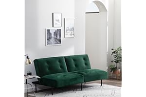Edenbrook Gilman Futon - Futon Sofa Bed - Futon Couch - Small Futon - Living Room Furniture - Armless Sofa Bed Couch - Sleeper Sofa - Green Velvet Futon, Deluxe