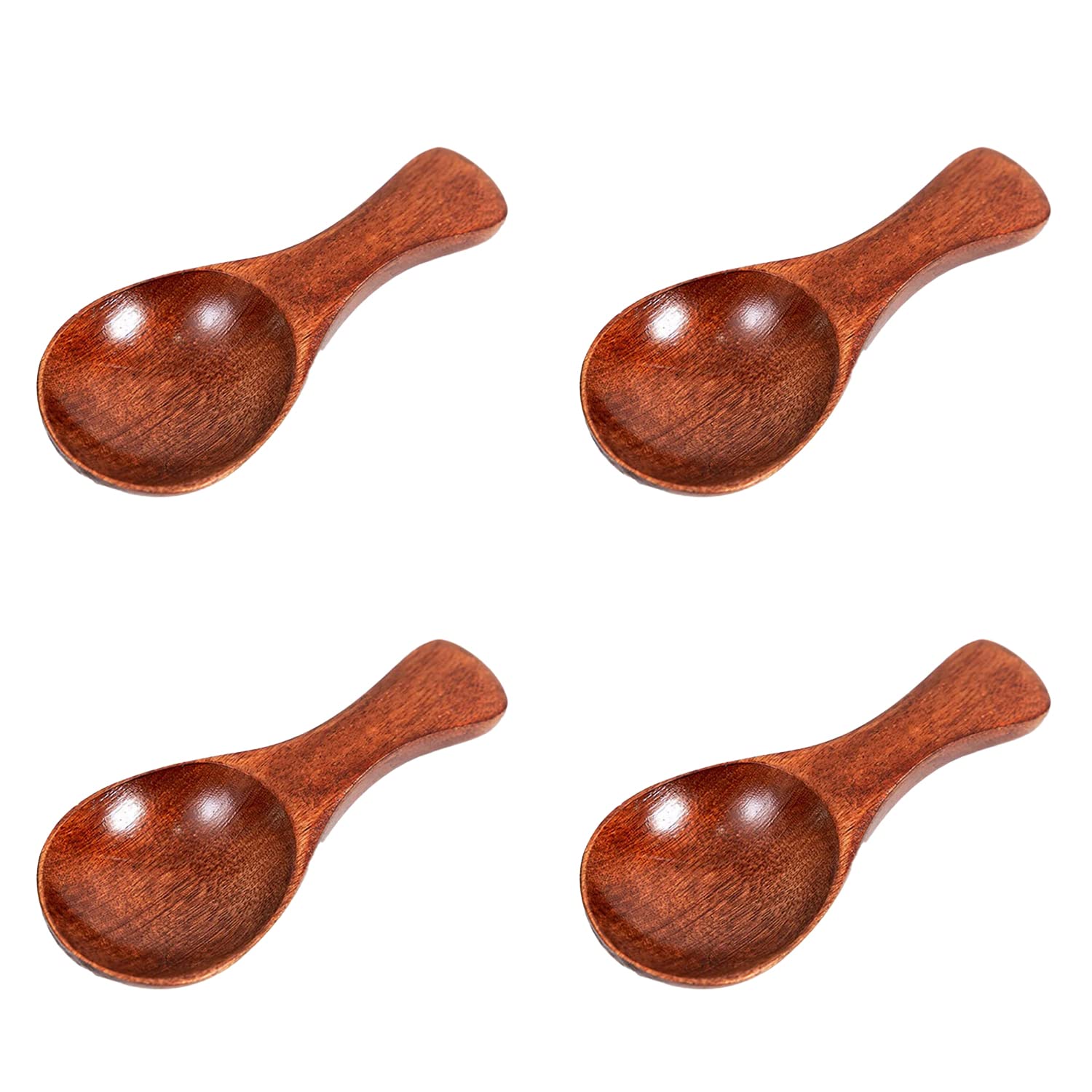 Small Wooden Spoons 4 PCS 3 inches Wood Spice Spoon with Short Handle for Condiments, Ice Cream, Tiny Wooden Serving Spoon for Honey, Coffee, Tea, Sugar, Jam.