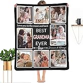 SHIYEL Gifts for Grandma Custom Blanket with Photo, Make a Personalized Grandma Gift Blankets with Pictures Customized Throw Blanket for Best Grandma Ever, 8 Collage Made in USA