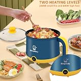 shaojian 1.8L Mini Electric Cooking Pot 2 Gear Non-Stick w/ Steam Rack & Handle view 2