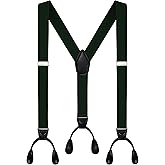 Moulen Men's Y-Back 1.4 Inches Wide Button End Elastic Adjustable Suspenders