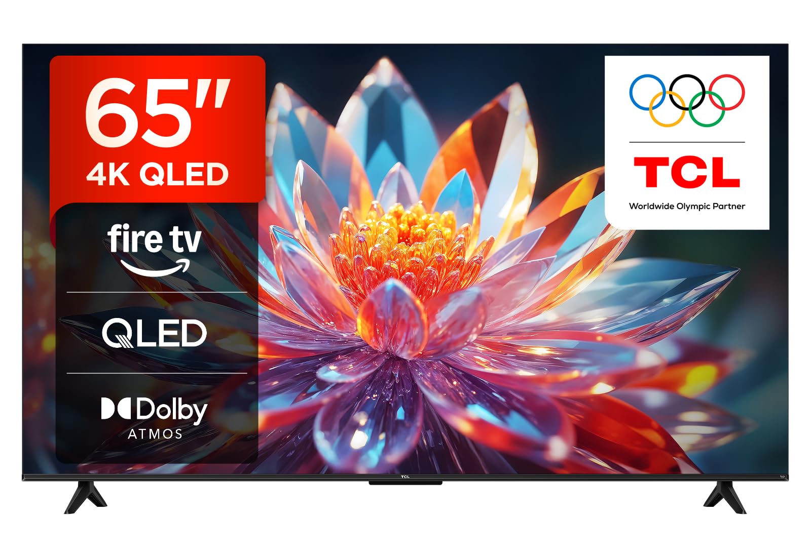 TCL 65T6C 65 Zoll QLED Fernseher, 4K UHD Fire TV, HDR10+, Dolby Vision & Atmos, Smart TV mit Sprachsteuerung mit Alexa, Google Cast & AirPlay 2