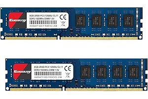 Kuesuny 16GB Kit (2X8GB) DDR3 1600MHz Udimm Ram PC3-12800 PC3-12800U 1.5V CL11 240 Pin 2RX8 Dual Rank Non-ECC Unbuffered Desk