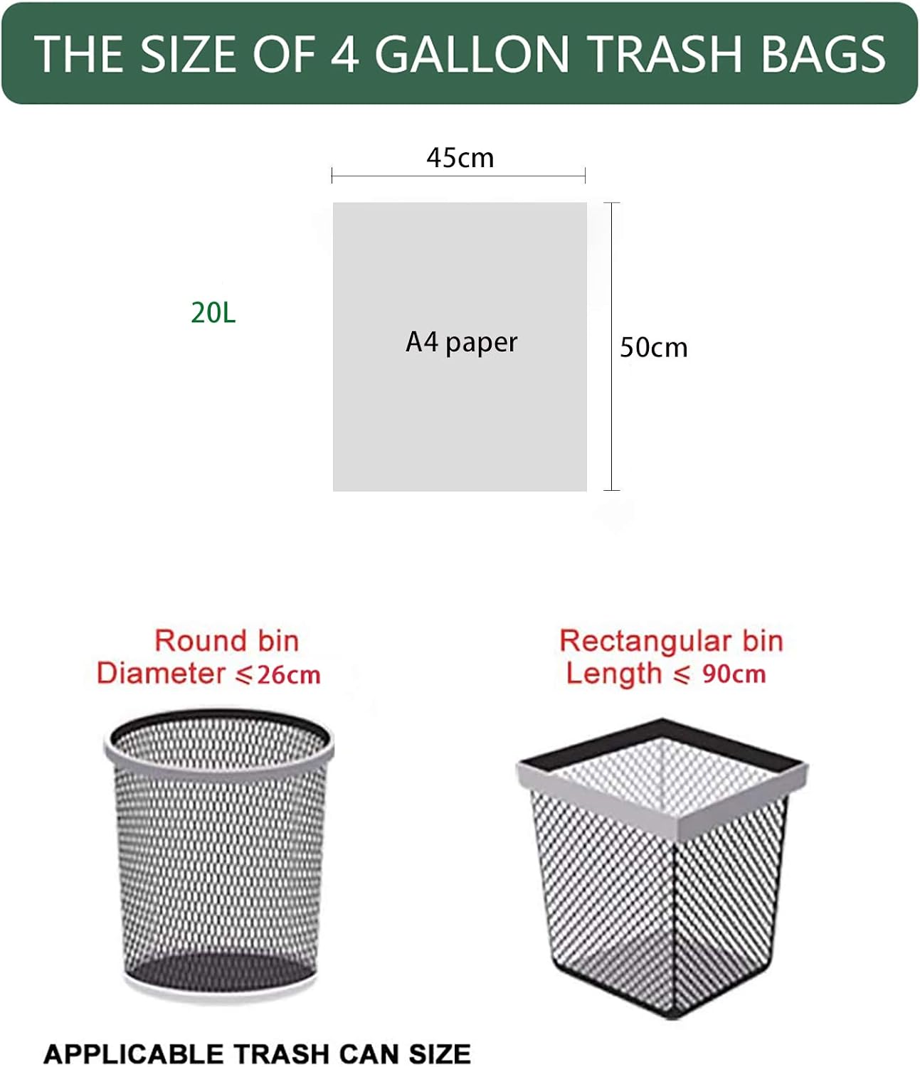 20lLiter Food Waste Bags 200pcs 4 Gallon Trash Bags for Bedroom Living Room Office Trash Can, Silver, 1 count (Pack of 200) - Image 5