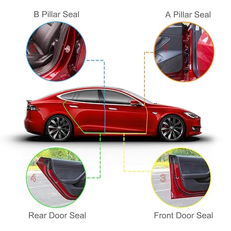 Omotor Tesla Model 3 Door Seal Kit Noise Reduction Soundproof Rubber Weather Draft Seal Strip Wind Kit