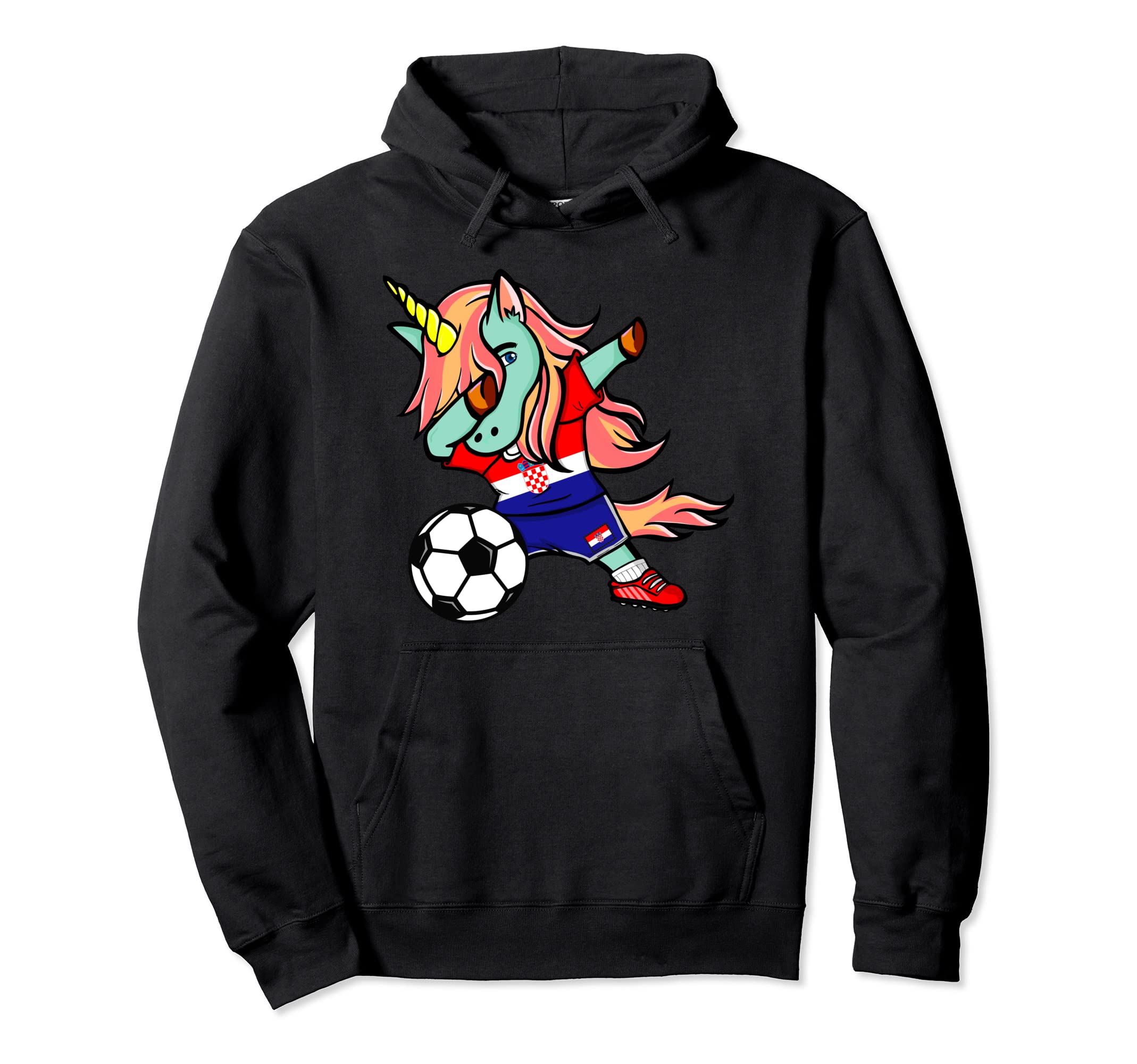 Dabbing Unicorn Croatia Soccer Fans Jersey Croatian Football Pullover Hoodie