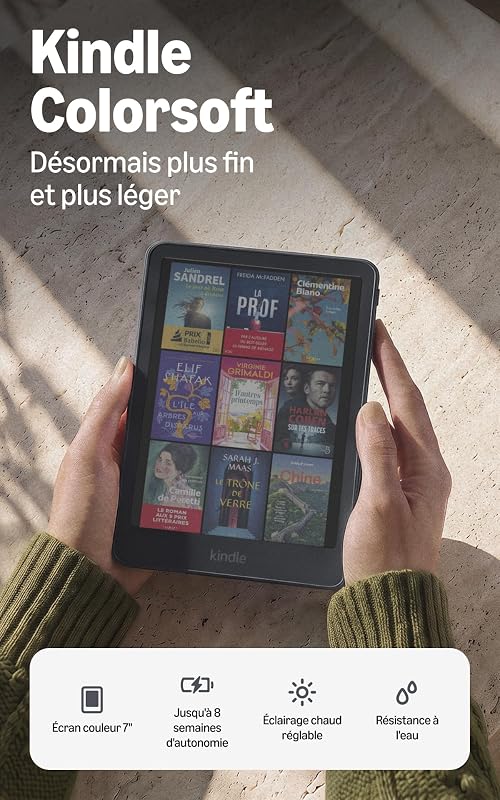 Kindle Colorsoft 16 Go (nouvelle génération) : désormais plus fin et plus léger, avec écran couleur 7" et éclairage chaud - Graphite