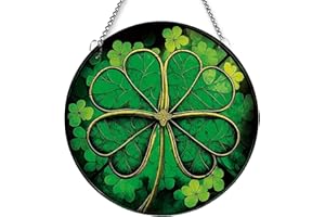 MATIHAY Shamrock Clover Acrylic Window Hanging, St Patrick's Day Decorations Good Luck Clover Wall Decor for Party Decorations (Shamrock, S)