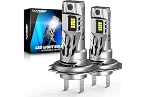 NOVSIGHT H7 Bulbs 16000LM, 1:1 Size 500% Brighter 6500k Cool White H7 Fog Light, Plug and Play, Pack of 2