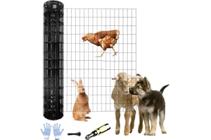 Tongmo 4 ft x 100 ft Black PVC Coated Welded Wire Fence, 16GA Garden Chicken Wire Fence Roll, Mesh Size 2" x 4" Hardware Cloth, Ideal for Yard Protection and Poultry Netting