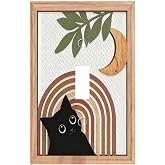 Decorative Art Light Switch Covers Boho Cat Under Moon Single Toggle Outlet Decorative Switch plate Faceplate GFCI Light Switch Covers for Home Decor