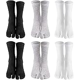 Bgfhna 6 Pairs Japanese Toes Separated Cotton Elastic Split Socks for Unisex Free Size