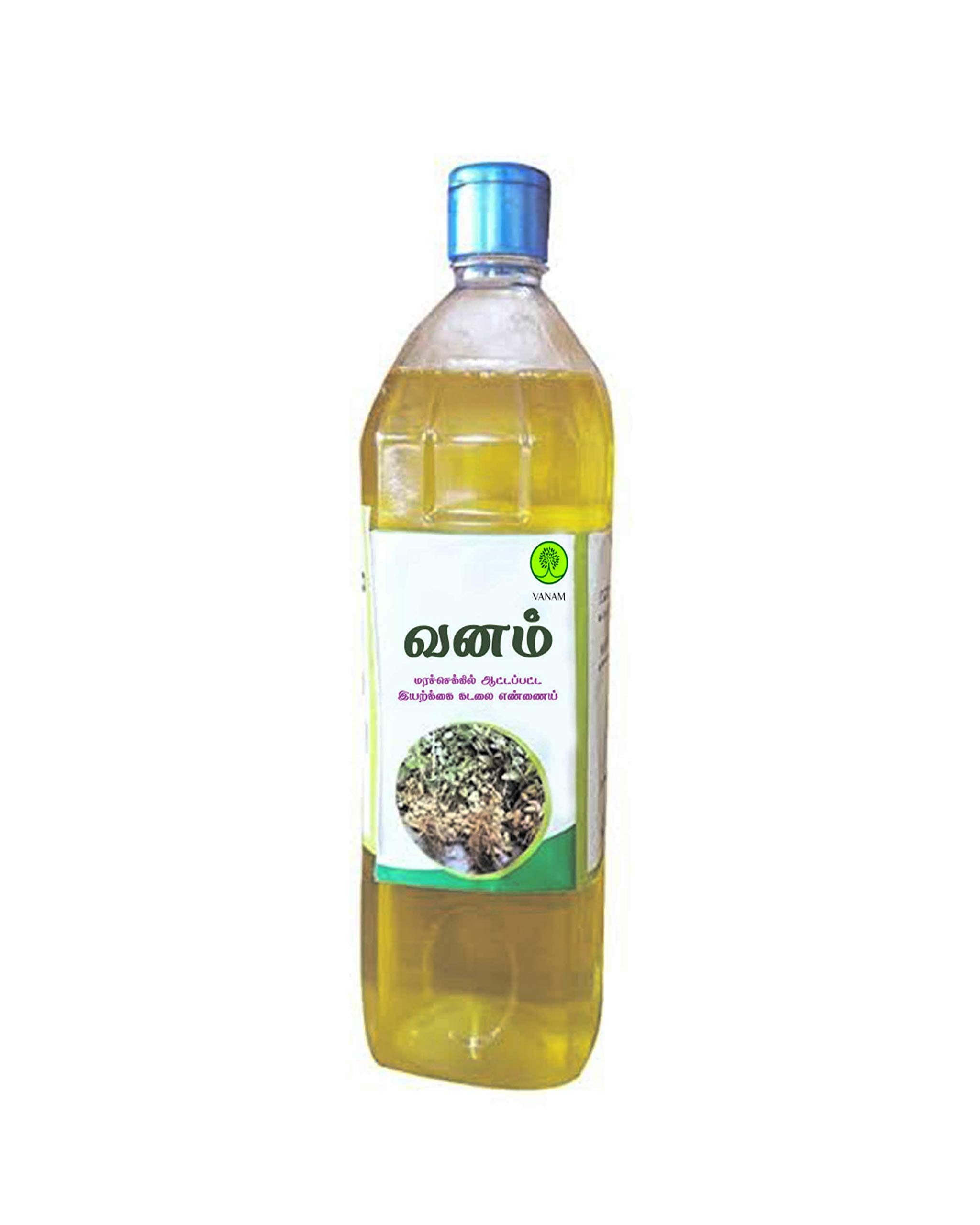VANAM Cold Pressed Organic Groundnut Oil/Peanut Oil [Unrefined Wooden kachi Ghani/marachekku] - 1 Litre