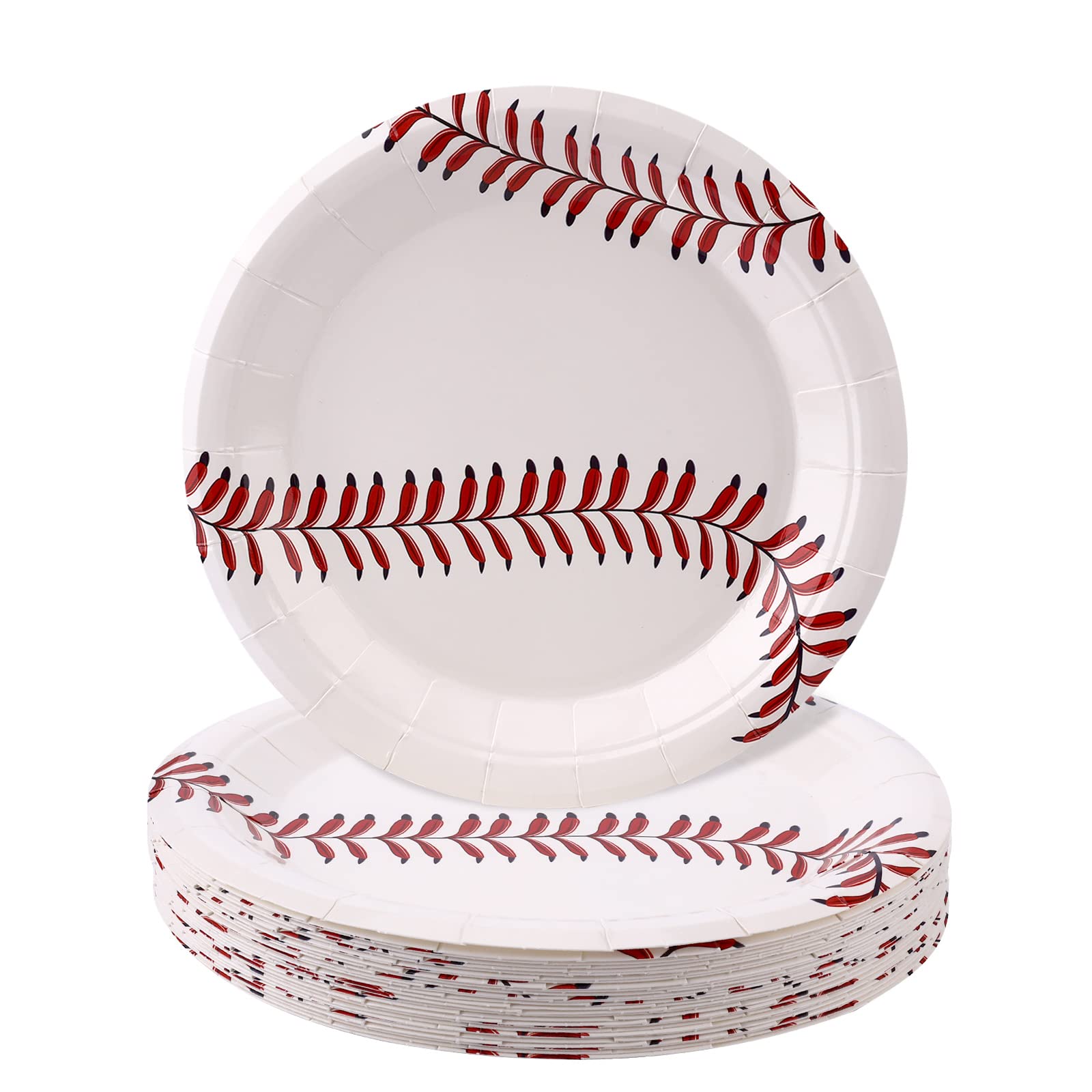 KINBOM 24pcs Baseball Party Decor, Baseball Birthday Party Supplies Baseball Plates Party Baseball Paper Plates Prime for Baseball Theme Party Birthday Sports Party Supplies