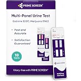 Prime Screen THC &amp; Nicotine (Cotinine) Combo Test Kit-Detects THC (Weed) and Nicotine Metabolite Cotinine (COT) for Vaping, Smoking, and Tobacco Use [10 Pack]