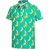 HOZIY Boys Polo Shirt Short Sleeve Collared Golf Shirts Funny Stretch School Uniform for Kids Size 5-14 Years
