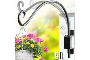Hand-Forged Swivel Hanging Plant Bracket (16 inches/Black) More Convenient Use and Designed with Rotary Fixation for Wall Pla